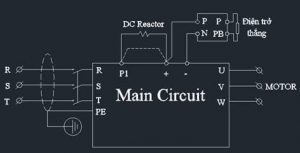 sơ đồ đấu dây biến tần INVT kết nối phần động lực
